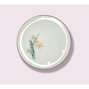 Vintage 2 Noritake Oriental Pattern Bamboo Green and Gold Bread and Butter Plate